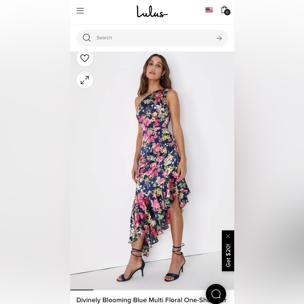 Lulus Divinely Blooming Blue Multi Floral One-Shoulder Midi Dress